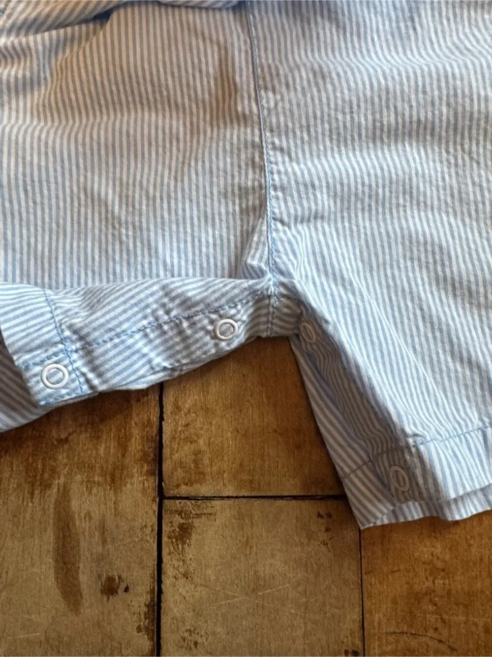 Carters Striped Light Blue Overalls 18 months Anchor shorts cotton